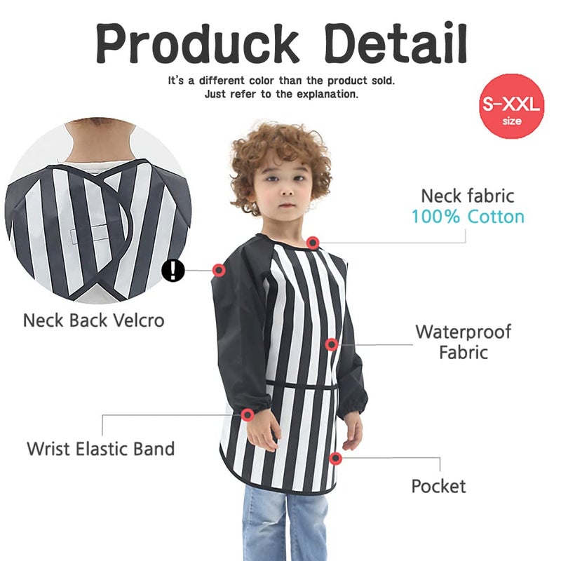 Plie Kids Painting Apron â€“ Waterproof Long Sleeve Art Smock for Toddlers & Preschoolers, Messy Play, Baking, Crafts, Cooking, Sensory Activities (Ages 1â€“10), Sliver Star (06-XL) - Image 4